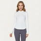 Long Sleeve Active Top with High Neck Half Zip Front Smooth Stretch Fabric and Contoured Fit