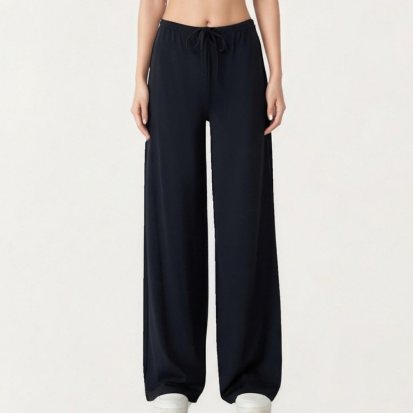 High Waist Wide Leg Lounge Pants with Soft Stretch Fabric Adjustable Drawstring Waistband