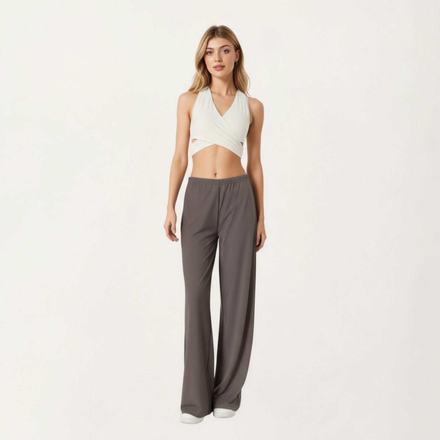 High Waist Wide Leg Lounge Pants with Soft Stretch Fabric Adjustable Drawstring Waistband