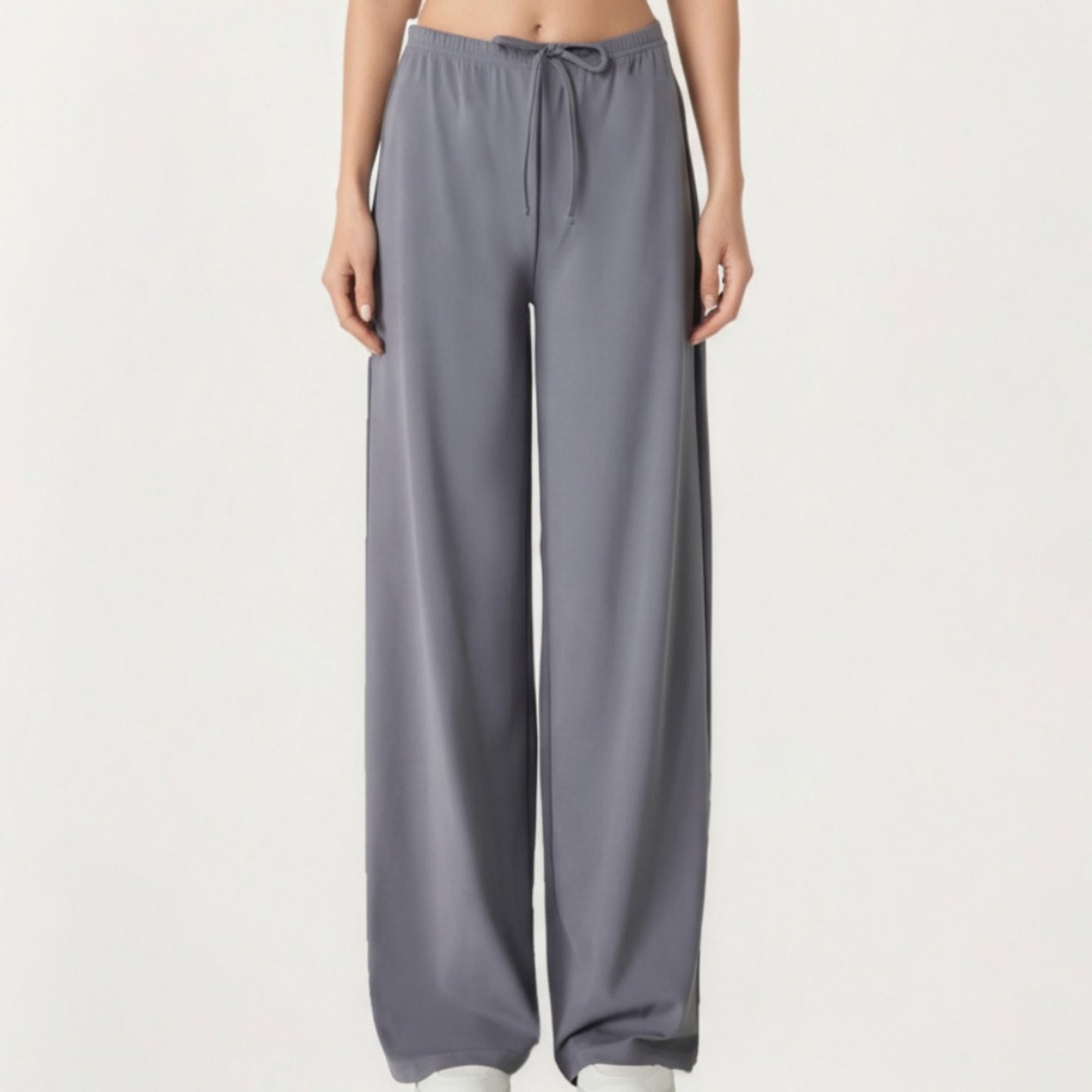 High Waist Wide Leg Lounge Pants with Soft Stretch Fabric Adjustable Drawstring Waistband