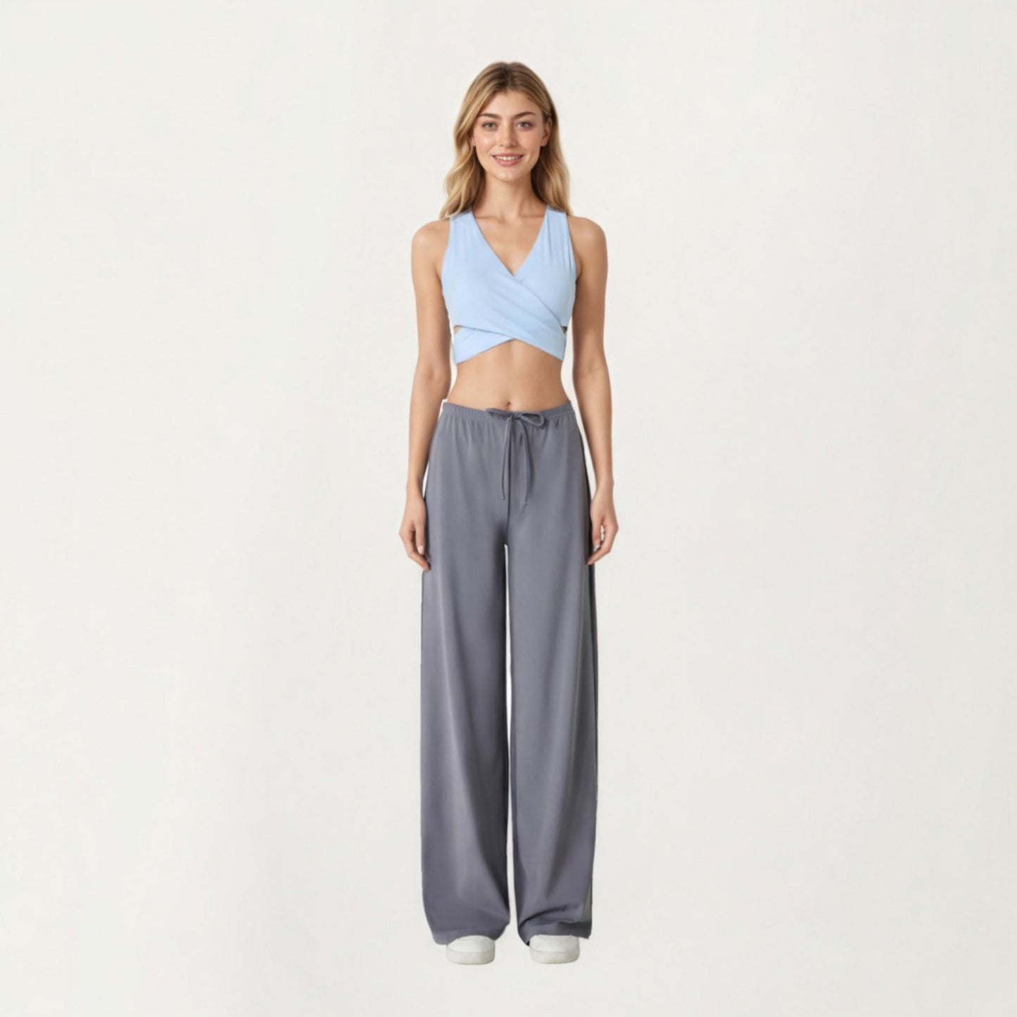 High Waist Wide Leg Lounge Pants with Soft Stretch Fabric Adjustable Drawstring Waistband