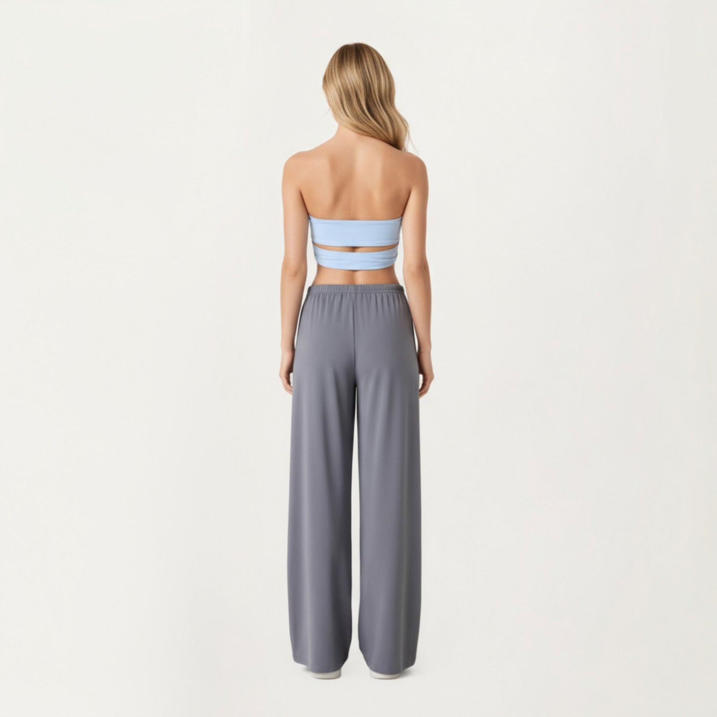 High Waist Wide Leg Lounge Pants with Soft Stretch Fabric Adjustable Drawstring Waistband