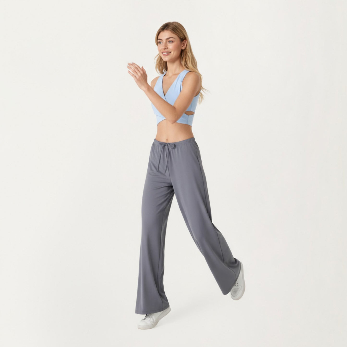 High Waist Wide Leg Lounge Pants with Soft Stretch Fabric Adjustable Drawstring Waistband