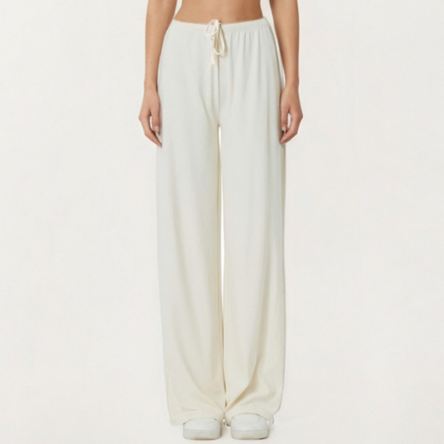 High Waist Wide Leg Lounge Pants with Soft Stretch Fabric Adjustable Drawstring Waistband