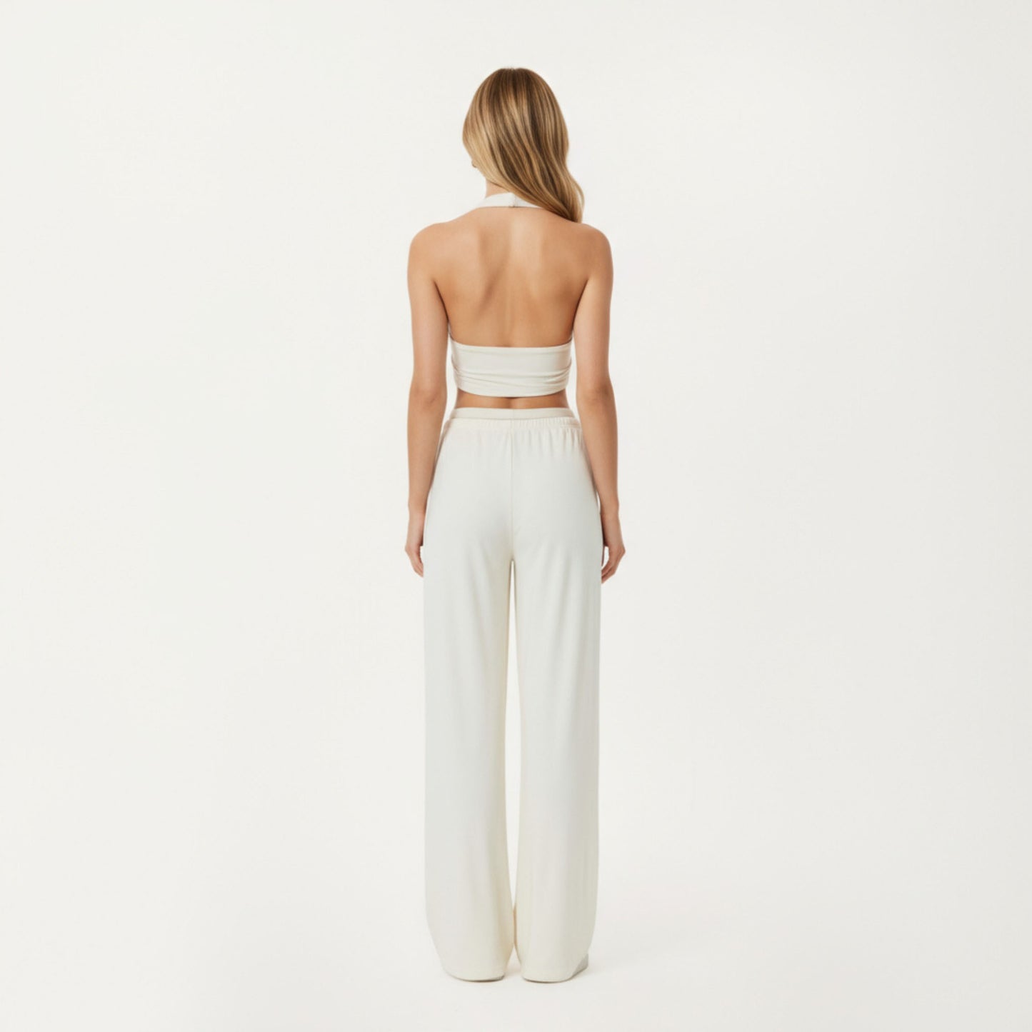 High Waist Wide Leg Lounge Pants with Soft Stretch Fabric Adjustable Drawstring Waistband