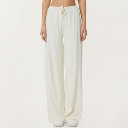 High Waist Wide Leg Lounge Pants with Soft Stretch Fabric Adjustable Drawstring Waistband