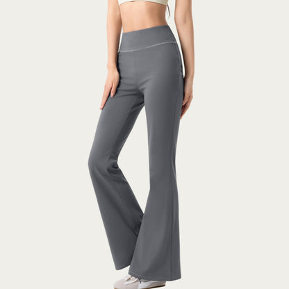 High Waist Flare Active Pants with Stretch Fabric Streamlined Contoured Fit and Full Length Silhouette