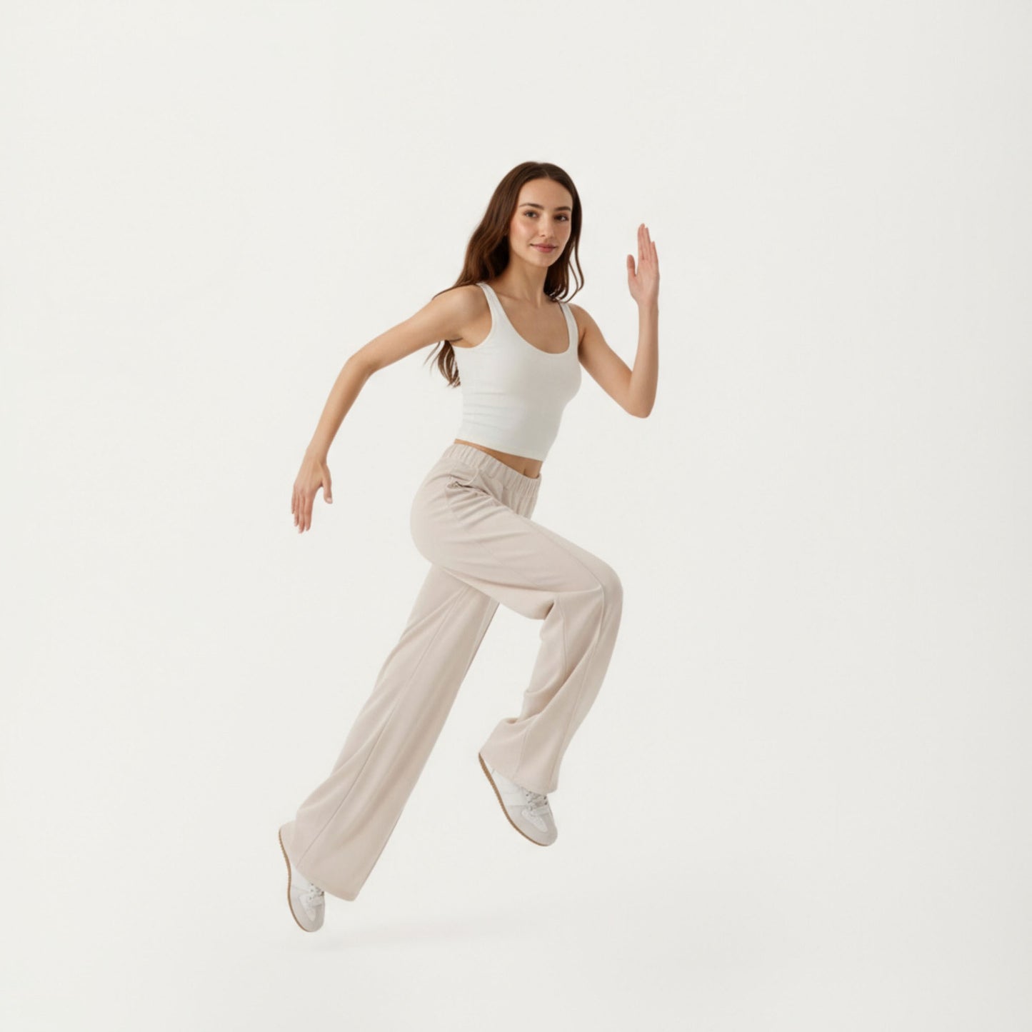 High Waist Wide Leg Pants with Soft Stretch Fabric Relaxed Flowing Silhouette