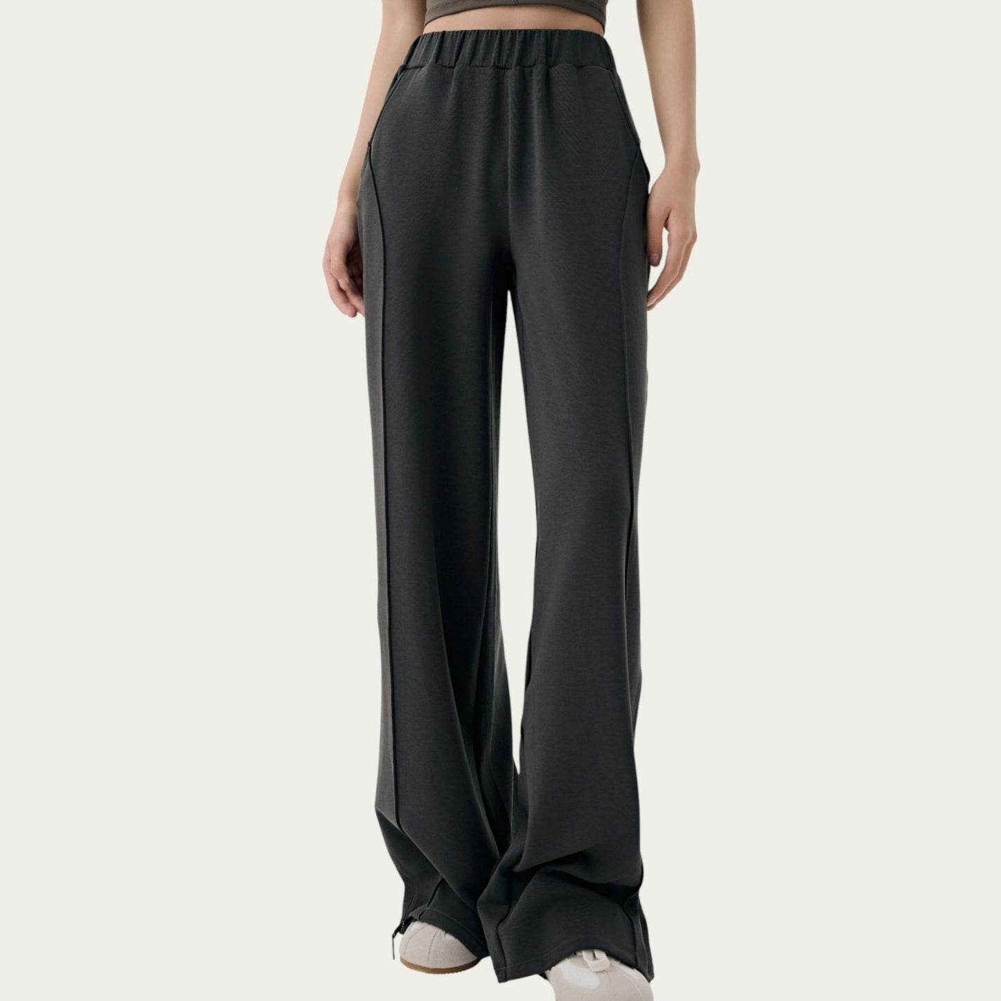 High Waist Wide Leg Pants with Soft Stretch Fabric Relaxed Flowing Silhouette