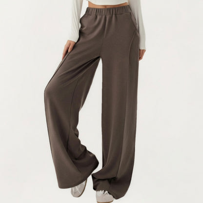 High Waist Wide Leg Pants with Soft Stretch Fabric Relaxed Flowing Silhouette