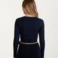 Long Sleeve Wrap Athletic Top with Adjustable Waist Tie and Stretch Performance Fabric