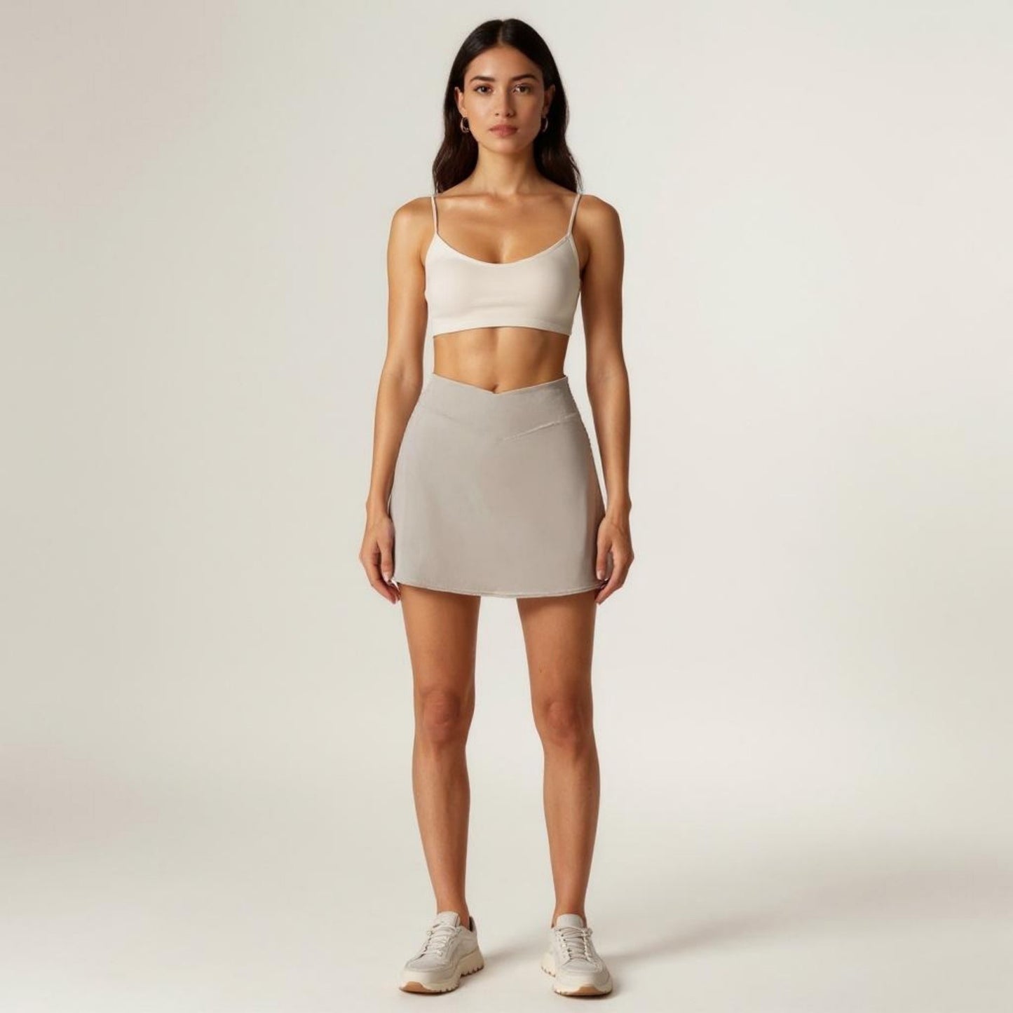 Crossover Waist Athletic Skort with Built-In Shorts and Stretch Performance Fabric