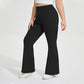 High Waist Flare Leggings with Wide Waistband Stretch Fit and Subtle Bootcut Silhouette