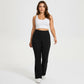 High Waist Flare Leggings with Wide Waistband Stretch Fit and Subtle Bootcut Silhouette