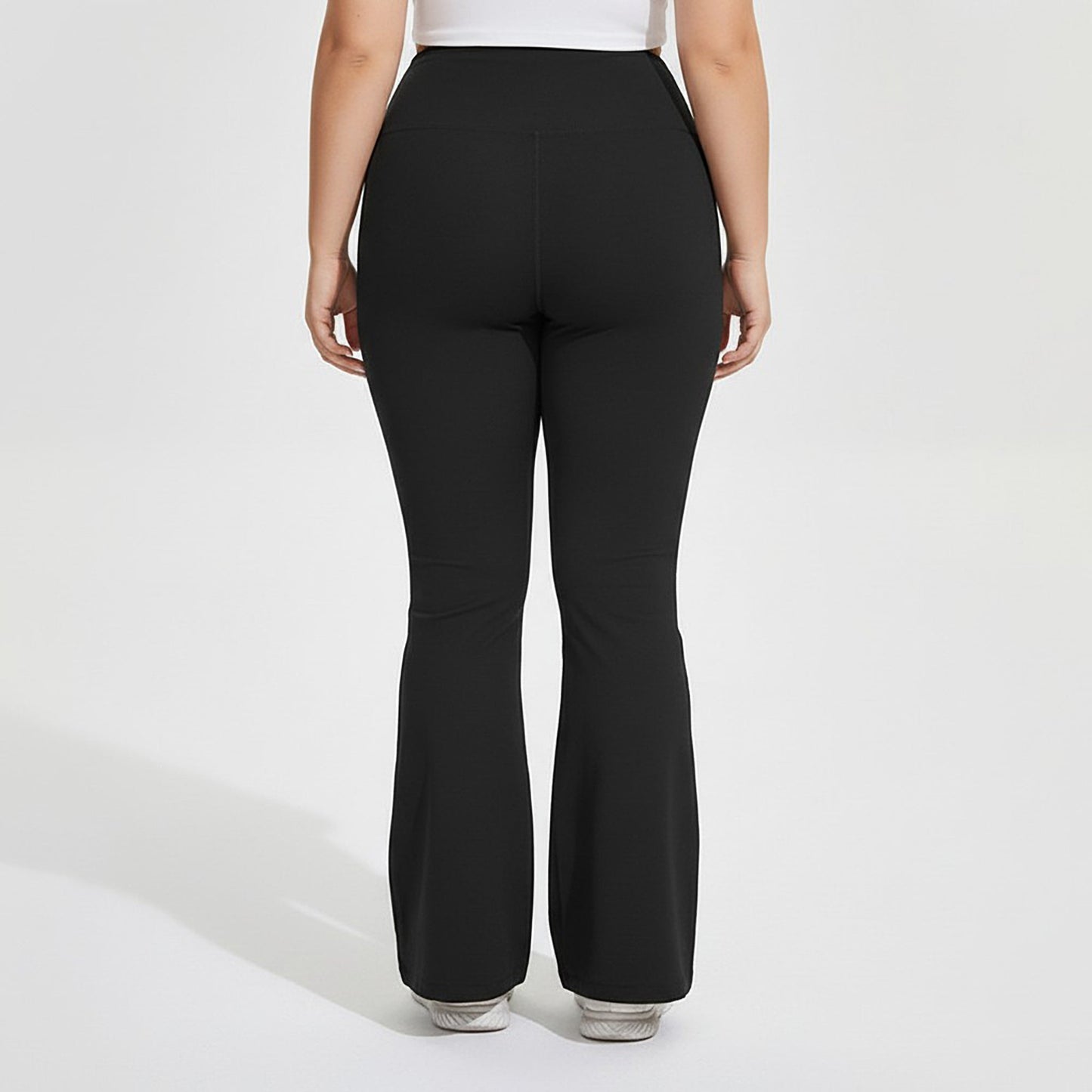 High Waist Flare Leggings with Wide Waistband Stretch Fit and Subtle Bootcut Silhouette