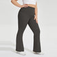 High Waist Flare Leggings with Wide Waistband Stretch Fit and Subtle Bootcut Silhouette