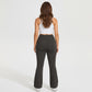 High Waist Flare Leggings with Wide Waistband Stretch Fit and Subtle Bootcut Silhouette