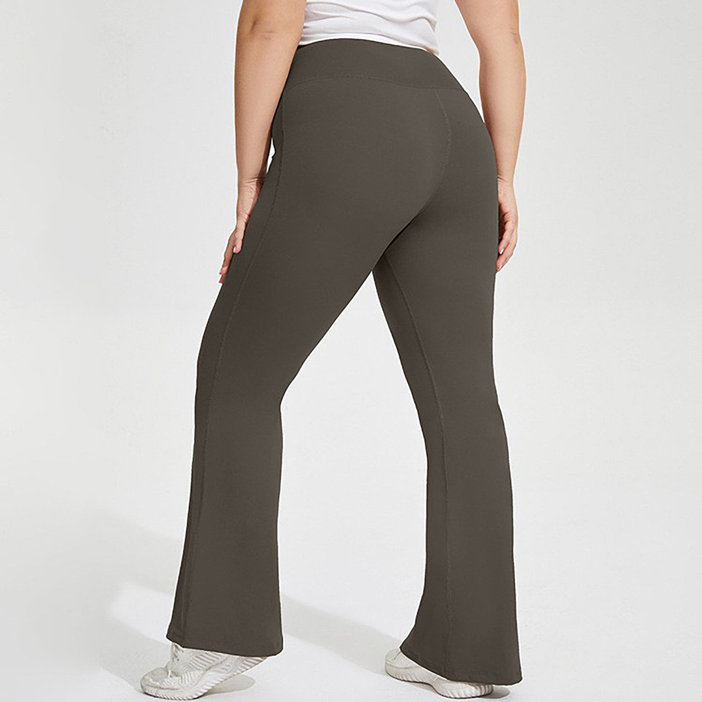 High Waist Flare Leggings with Wide Waistband Stretch Fit and Subtle Bootcut Silhouette