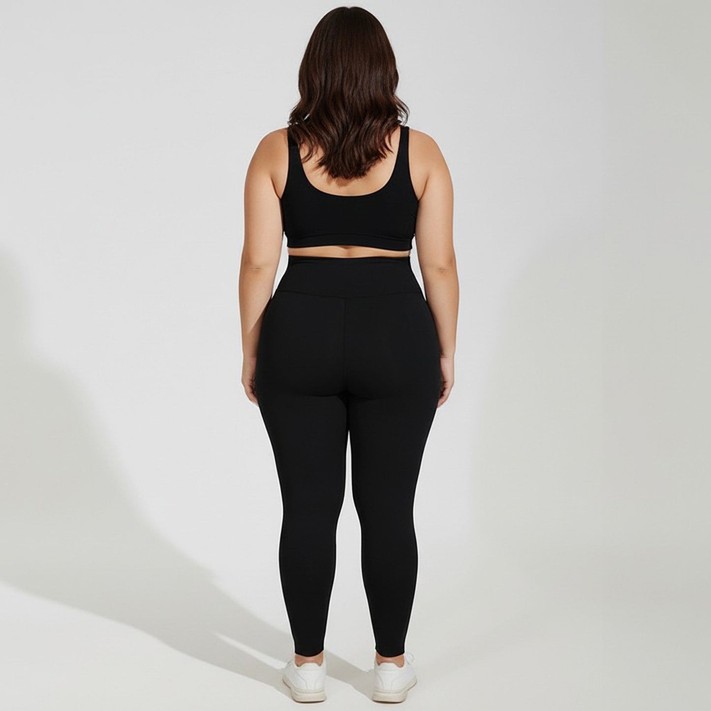 High Waist Stretch Leggings with Wide Waistband Smooth Compression Fit and Full Length Silhouette