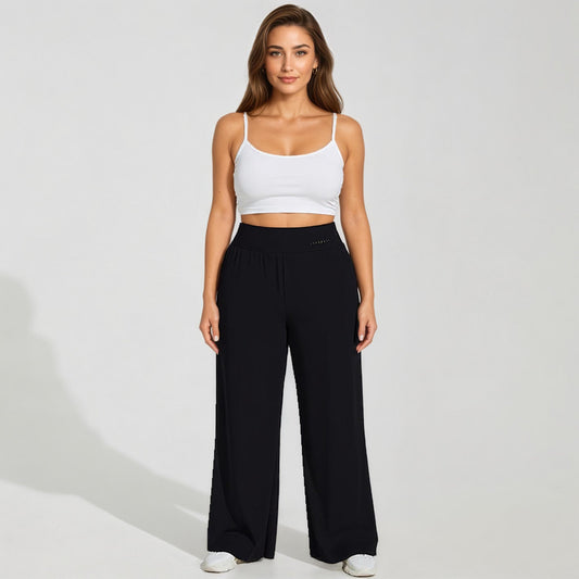 High Waist Wide Leg Lounge Pants with Soft Stretch Fabric Relaxed Fit and Flowing Full Length Design