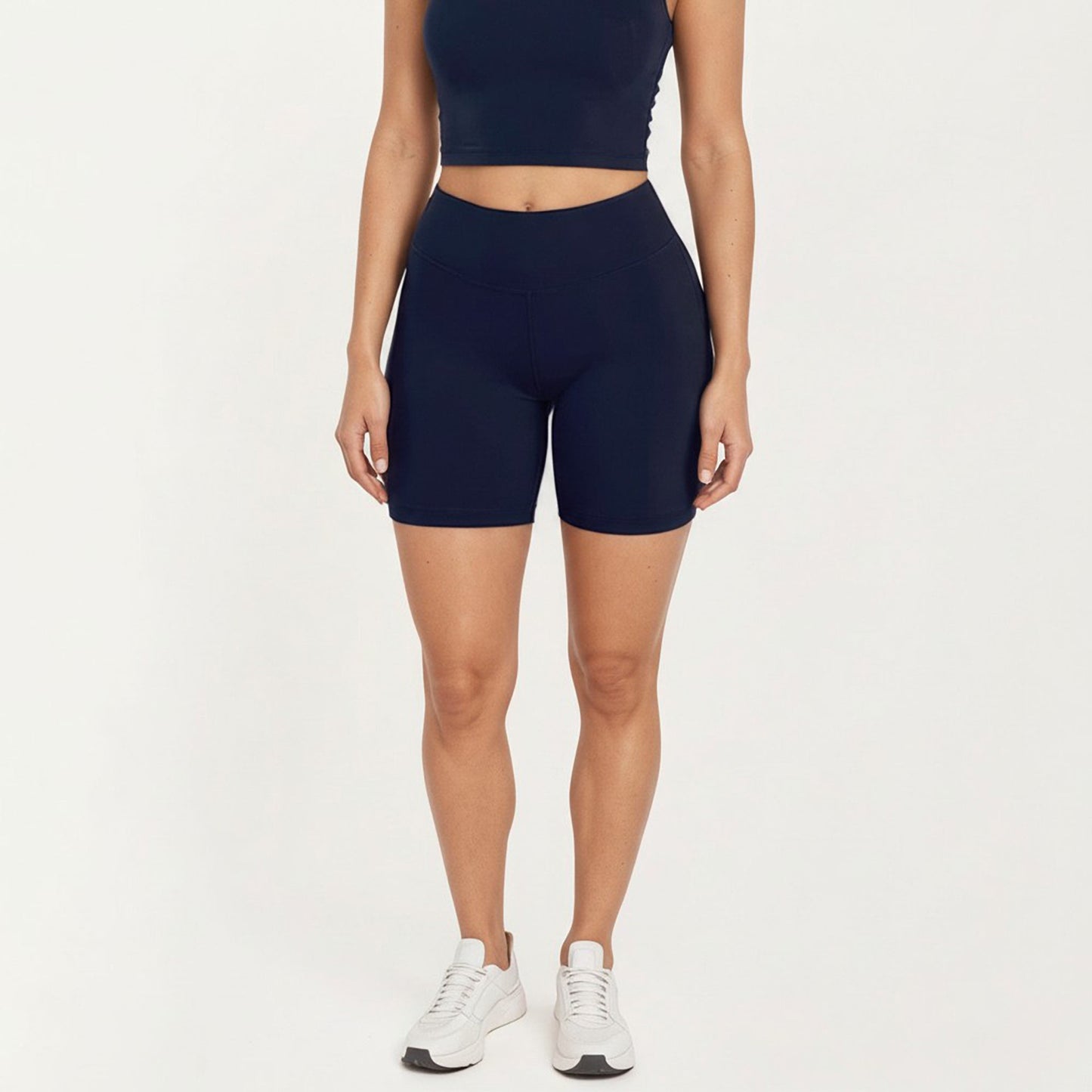 High Waist Bike Shorts with Smooth Stretch Fabric Supportive Fit and Mid Length Design