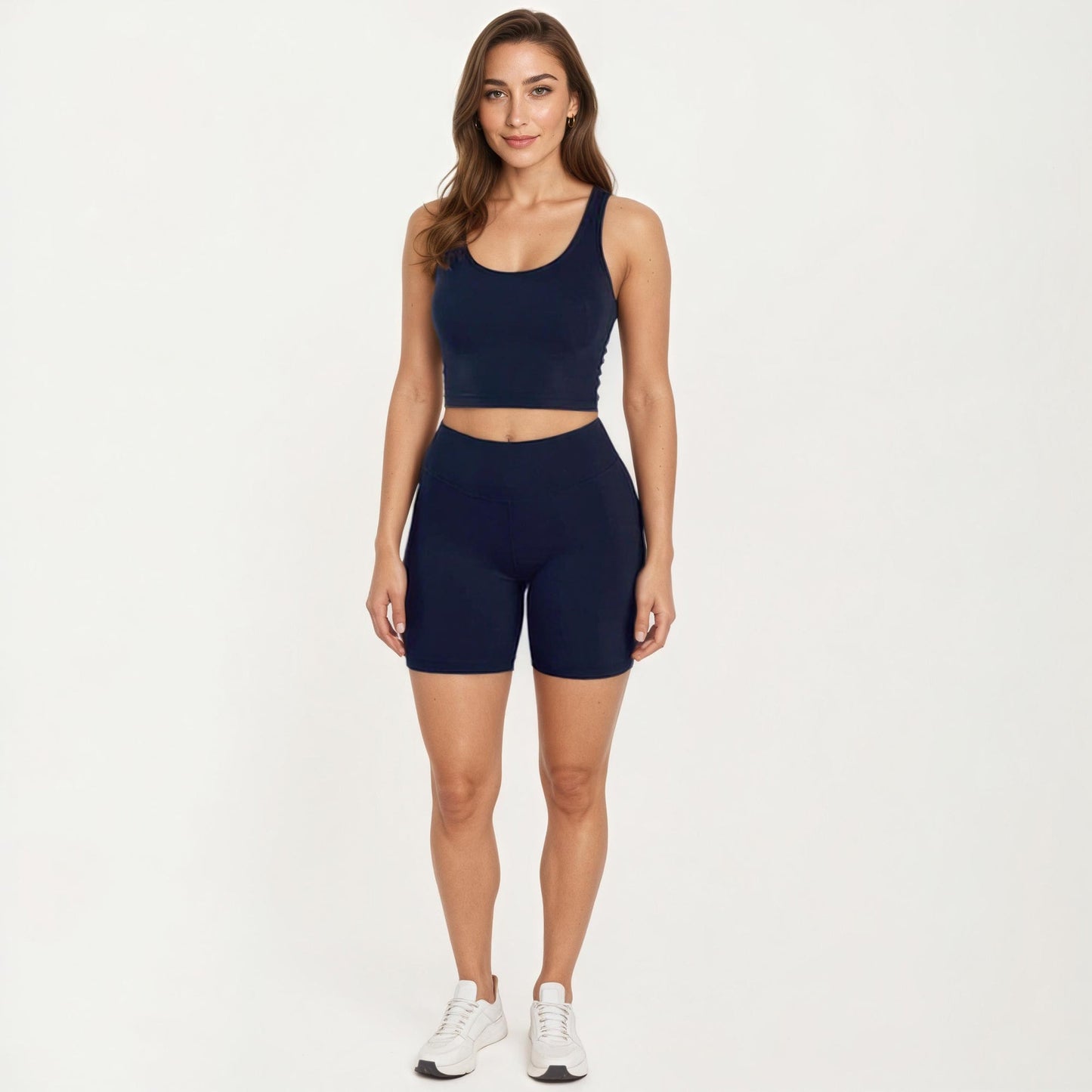 High Waist Bike Shorts with Smooth Stretch Fabric Supportive Fit and Mid Length Design