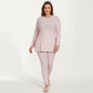 Long Sleeve Textured Tunic Top with Crew Neck Relaxed Fit and Flattering Seam Detail