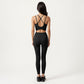 Strappy Back Sports Bra with Scoop Neckline and Wide Support Band