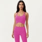 Strappy Back Sports Bra with Scoop Neckline and Wide Support Band