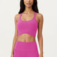 Strappy Back Sports Bra with Scoop Neckline and Wide Support Band