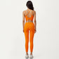 Strappy Back Sports Bra with Scoop Neckline and Wide Support Band