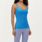 Fitted Athletic Tank Top with Double Strap Back and Smooth Stretch Knit Fabric