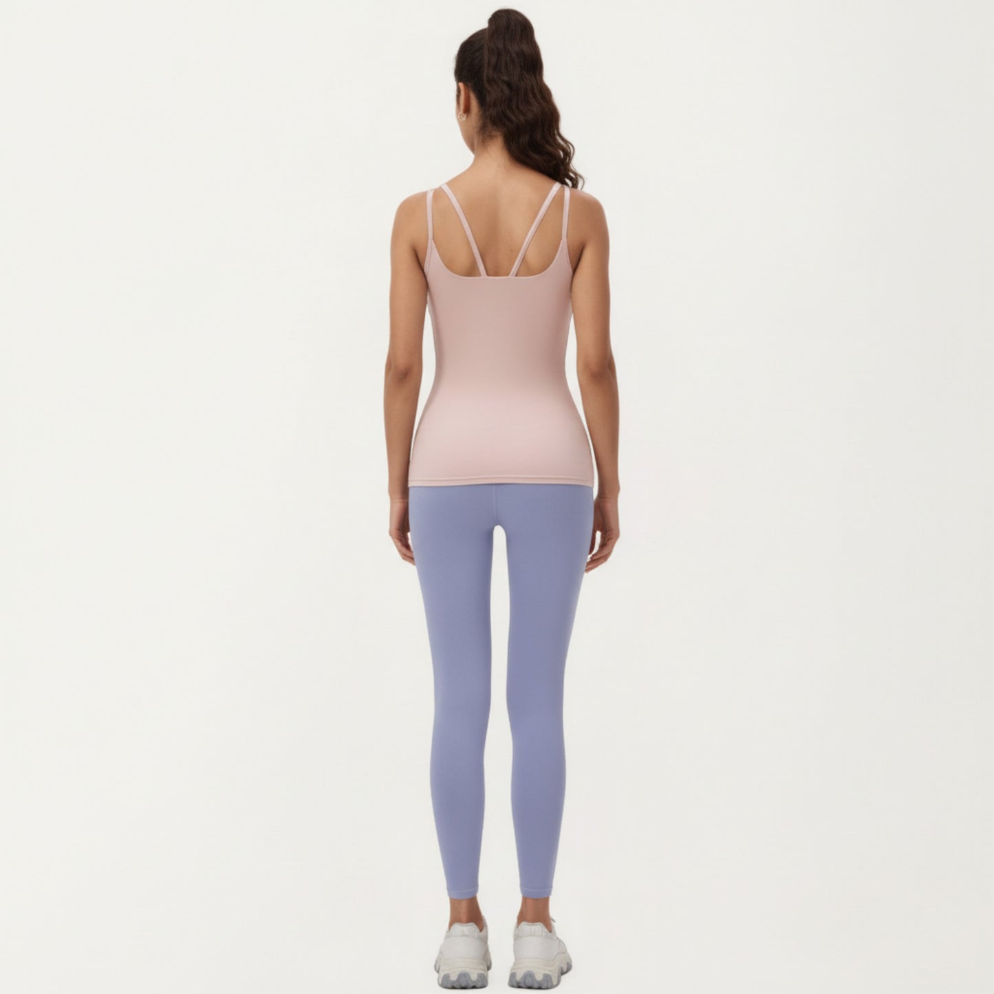 Fitted Athletic Tank Top with Double Strap Back and Smooth Stretch Knit Fabric