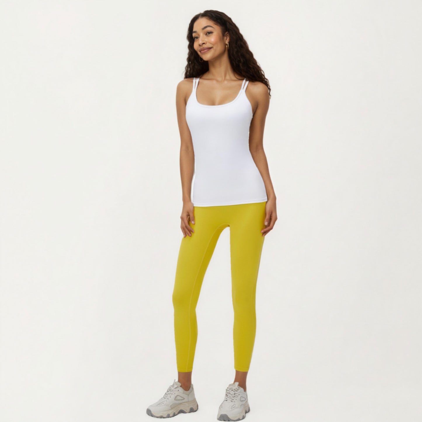Fitted Athletic Tank Top with Double Strap Back and Smooth Stretch Knit Fabric