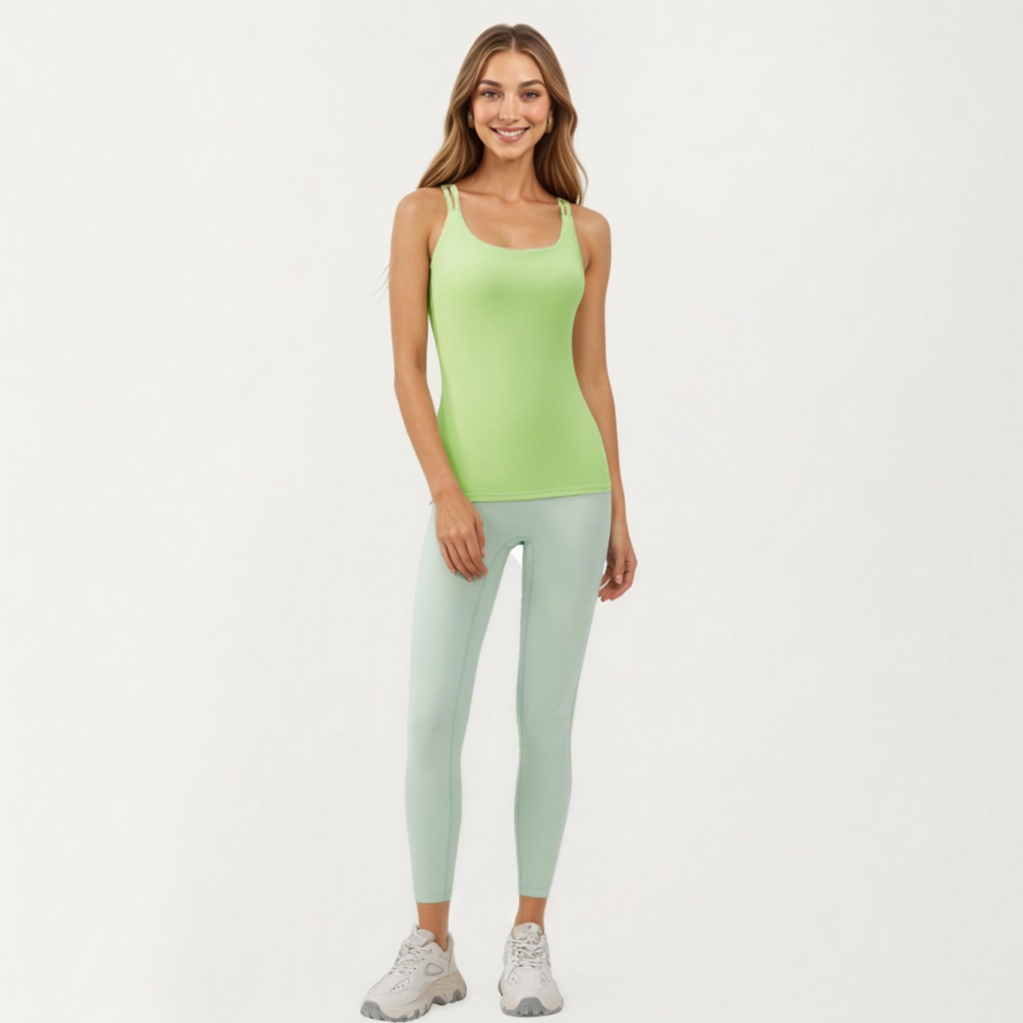 Strappy Back Athletic Tank Top with Smooth Stretch Fabric and Fitted Silhouette
