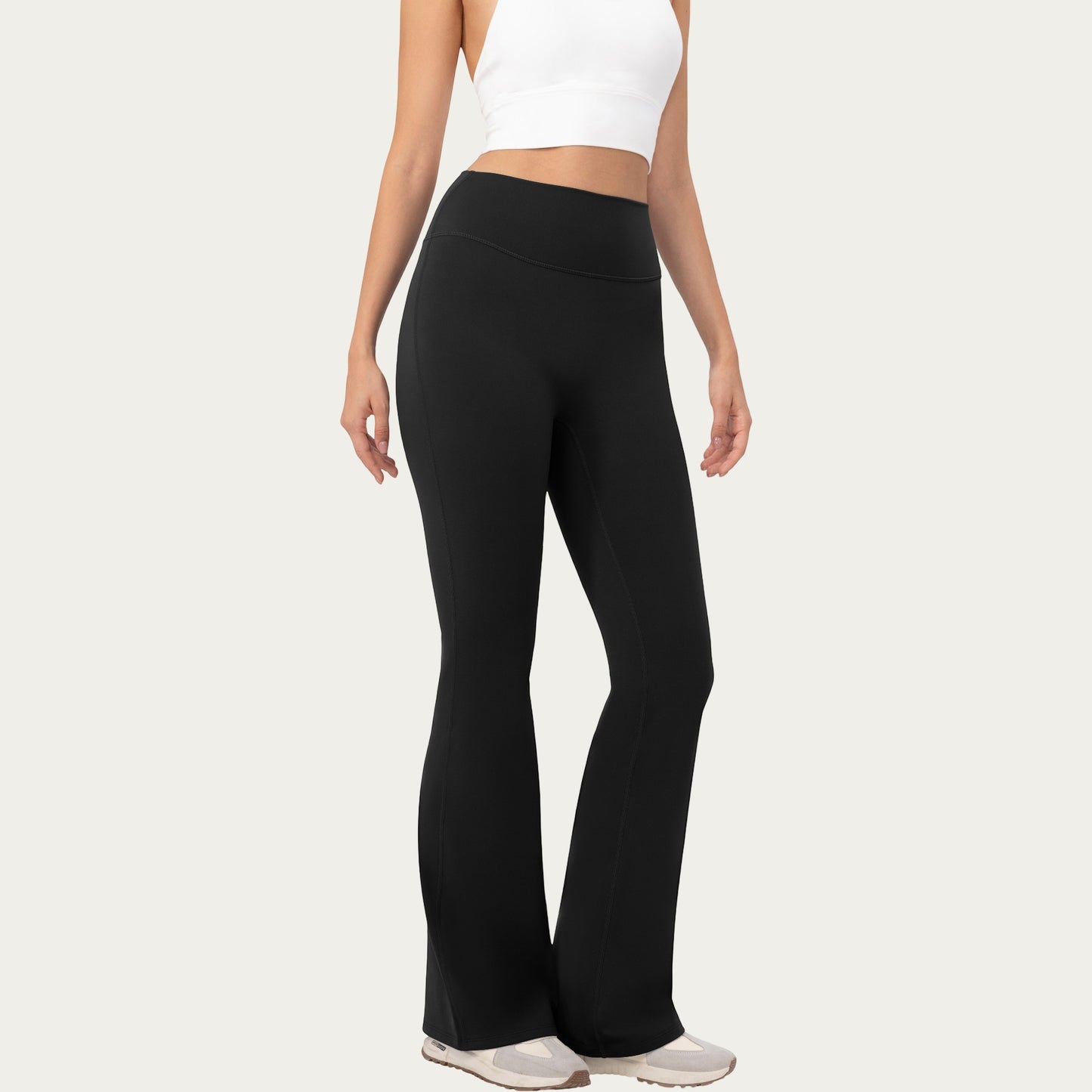 High Waist Flare Leggings with Stretch Knit Fabric and Smooth Sculpting Fit