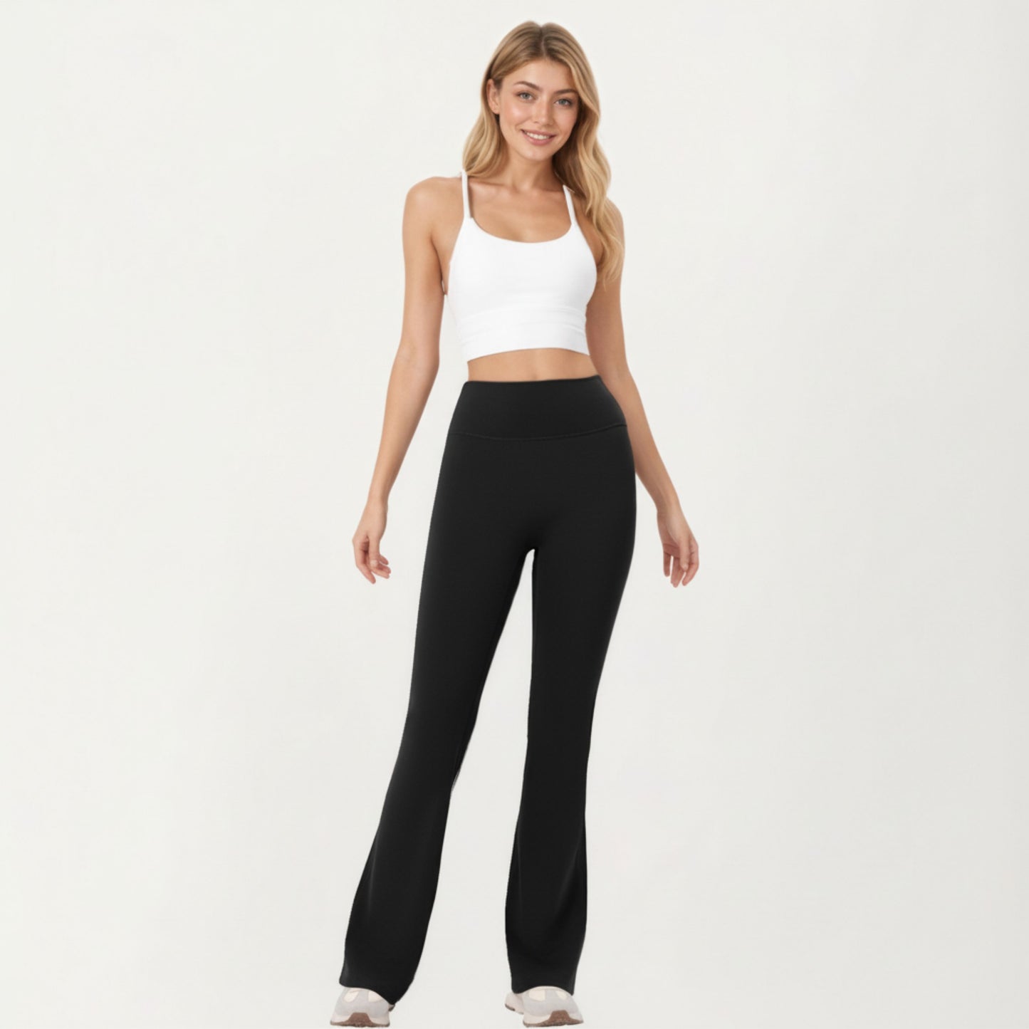 High Waist Flare Leggings with Stretch Knit Fabric and Smooth Sculpting Fit
