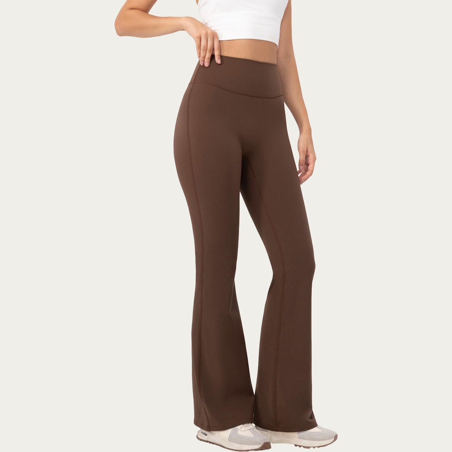High Waist Flare Leggings with Stretch Knit Fabric and Smooth Sculpting Fit
