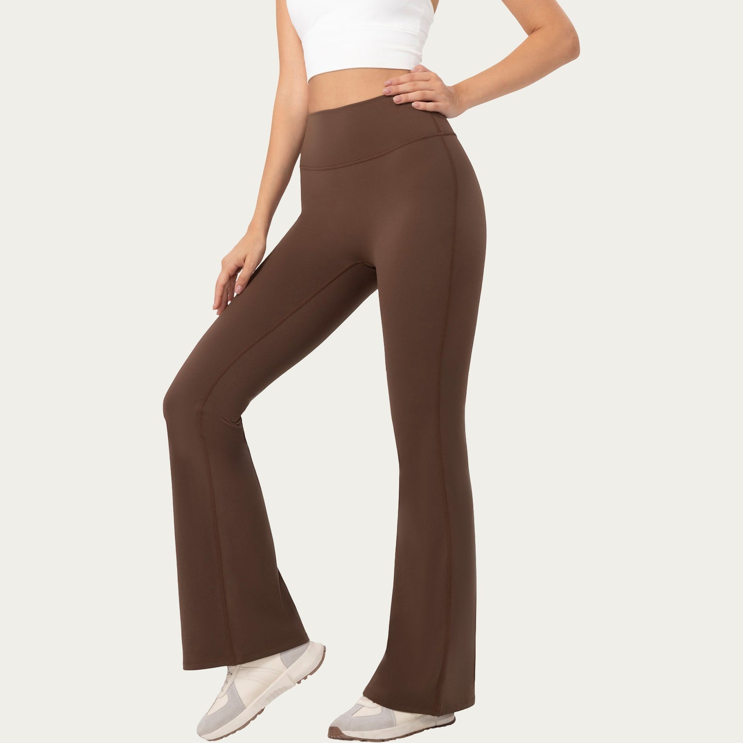 High Waist Flare Leggings with Stretch Knit Fabric and Smooth Sculpting Fit