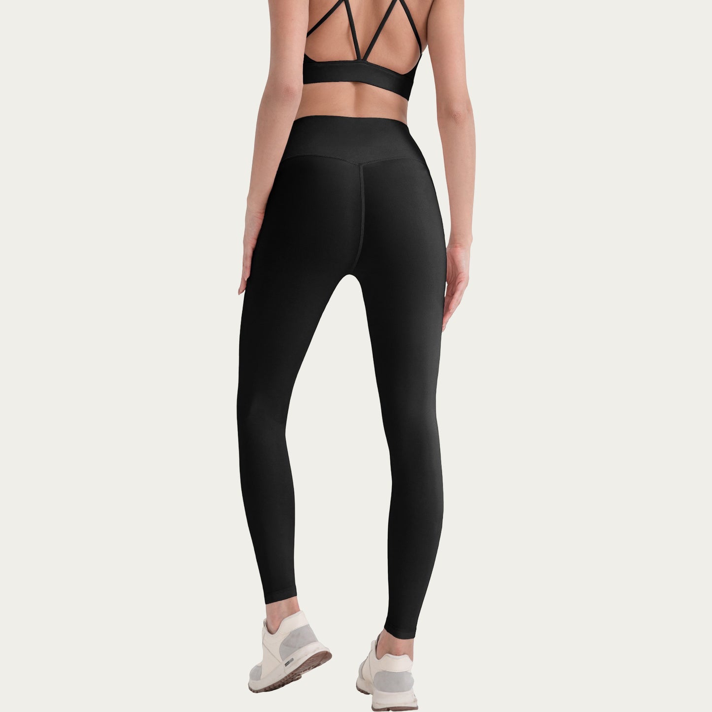 High Waist Stretch Knit Leggings with Wide Waistband and Smooth Sculpting Fit