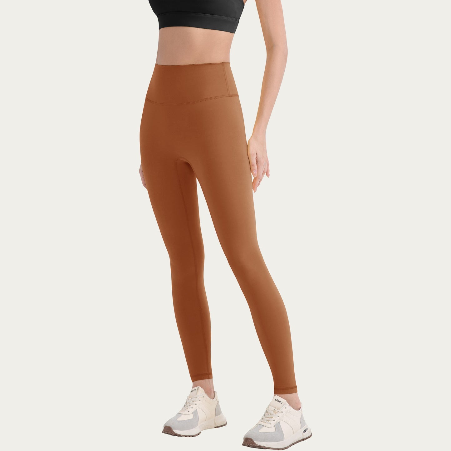 High Waist Stretch Knit Leggings with Wide Waistband and Smooth Sculpting Fit