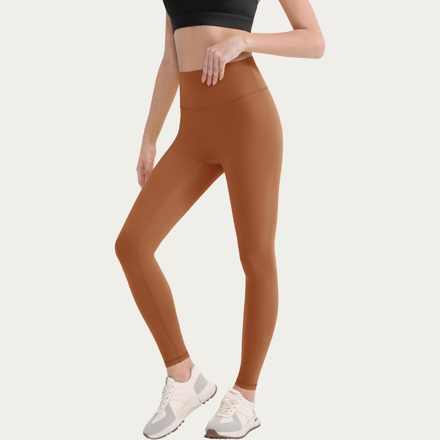 High Waist Stretch Knit Leggings with Wide Waistband and Smooth Sculpting Fit