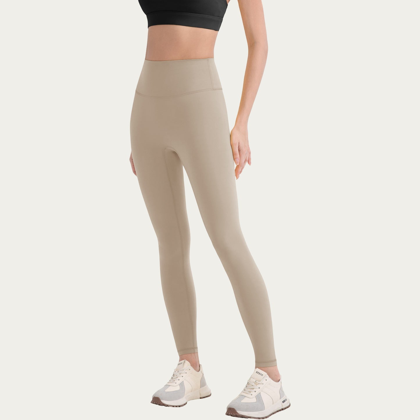 High Waist Stretch Knit Leggings with Wide Waistband and Smooth Sculpting Fit