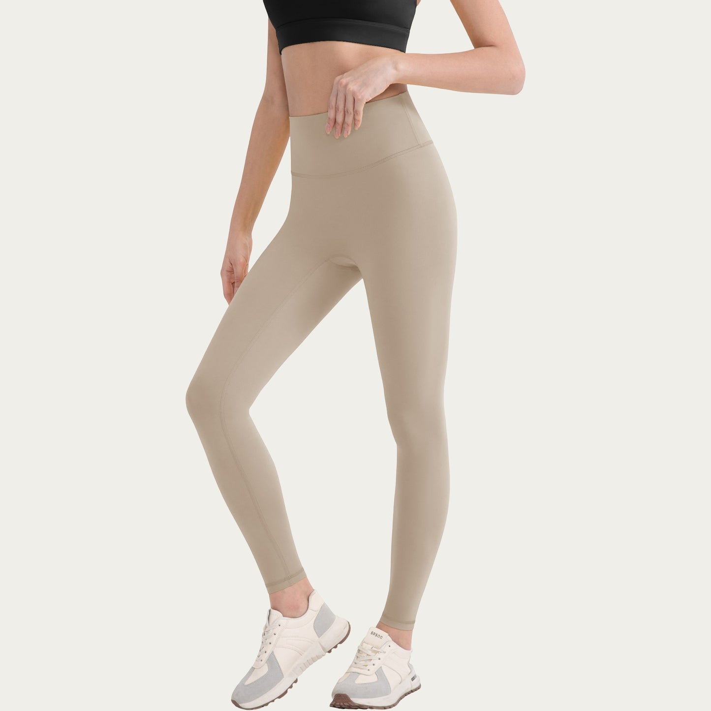 High Waist Stretch Knit Leggings with Wide Waistband and Smooth Sculpting Fit