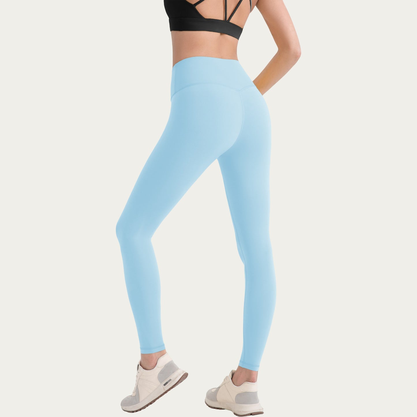 High Waist Stretch Knit Leggings with Wide Waistband and Smooth Sculpting Fit