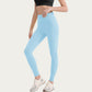 High Waist Stretch Knit Leggings with Wide Waistband and Smooth Sculpting Fit
