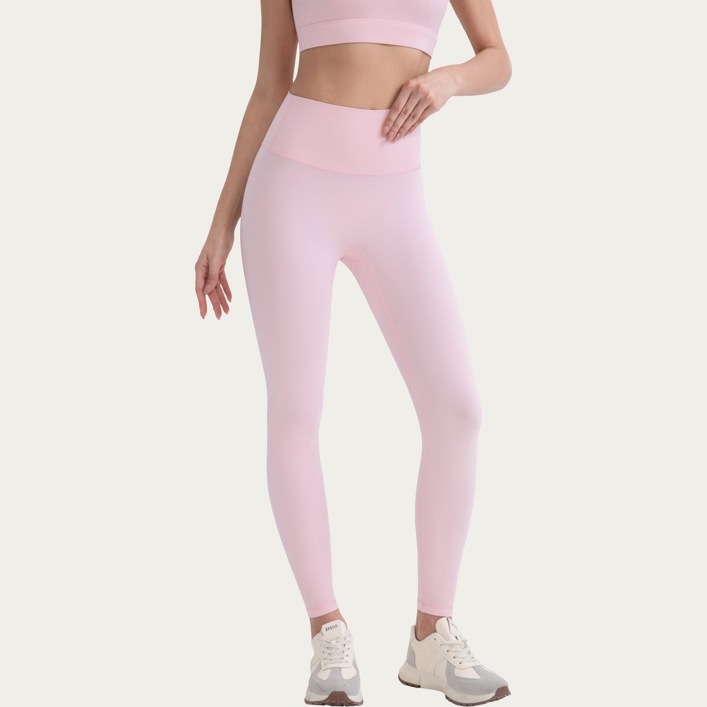High Waist Stretch Knit Leggings with Wide Waistband and Smooth Sculpting Fit