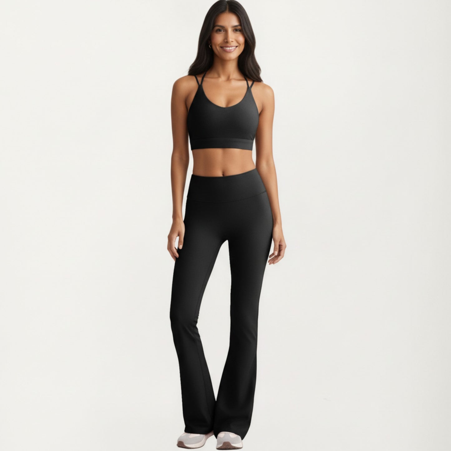 High Waist Flare Leg Pants with Smooth Stretch Fit