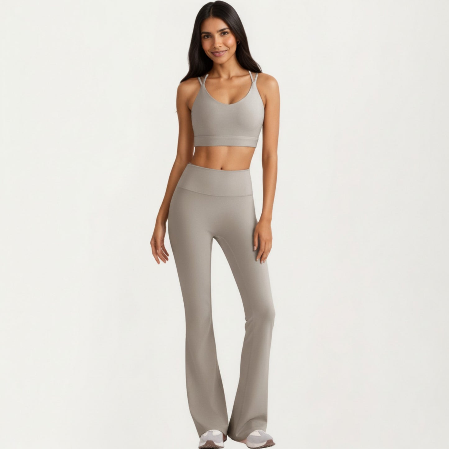 High Waist Flare Leg Pants with Smooth Stretch Fit