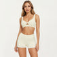 Twist Front Sports Bra with Wide Straps and Scoop Back Support